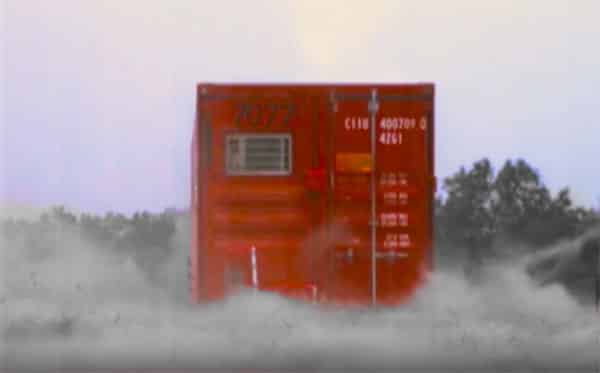Blast-resistant building during the blast test