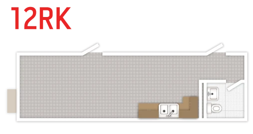 RediSuite 12x40 restroom and kitchen floor plan rendering