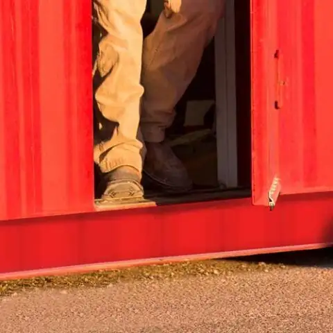 Ground-level access door on a red SiteBox