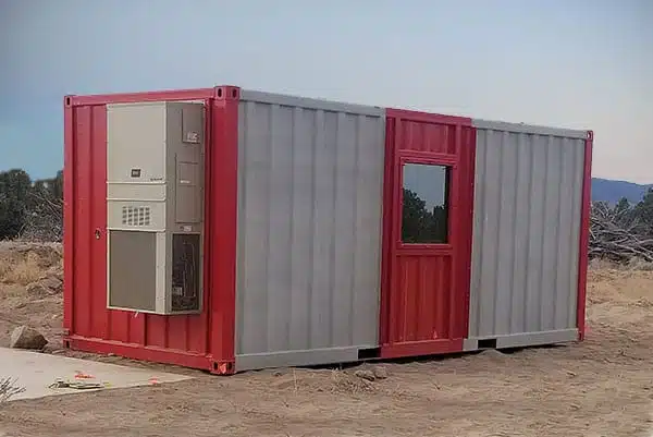 Unanchored 8x20 building at the blast test site