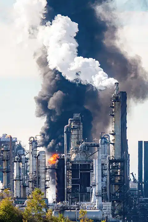 Explosion and smoke at a petrochemical facility