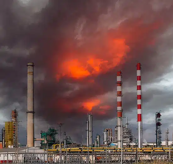 Fire and smoke at a petrochemical plant