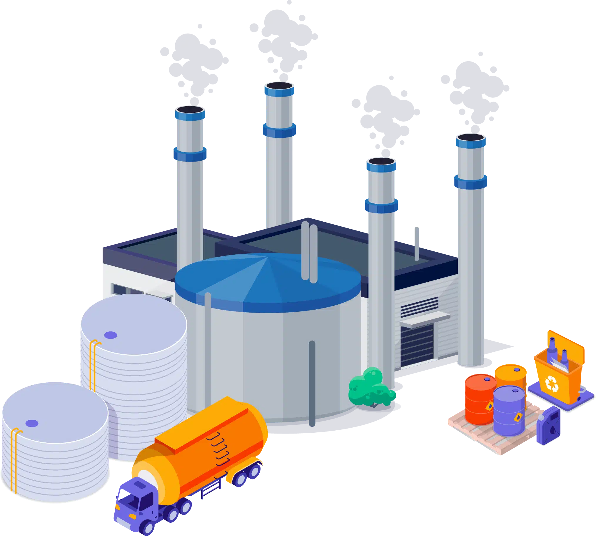 Illustration of a renewable natural gas facility